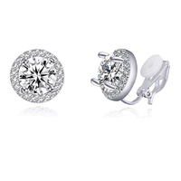 8MM,10MM Cubic Zirconia Crystal Clip On Earrings Round Non-Pierced Earrings For Women Girls
