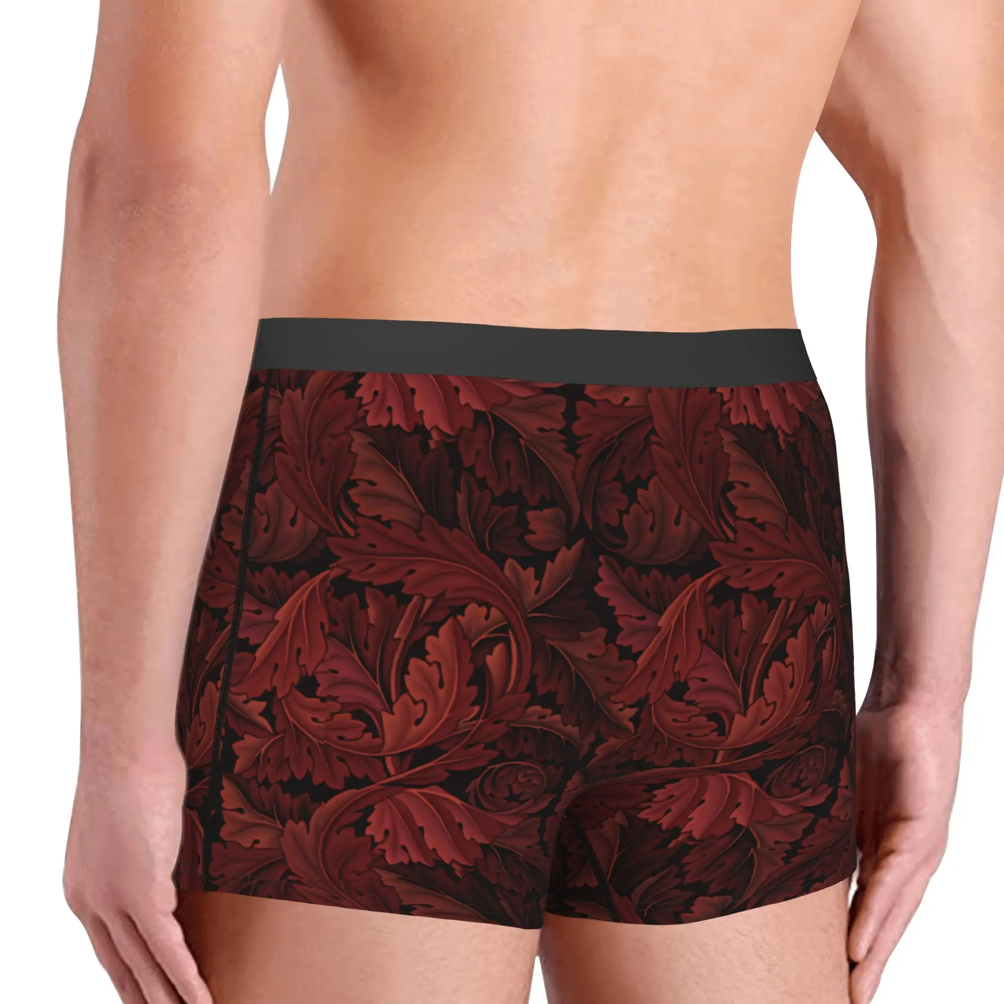 ACANTHUS IN PHOENIX FLAME  WILLIAM MORRIS Boxer Shorts For Homme 3D Printed  Underwear Panties Briefs Stretch Underpants