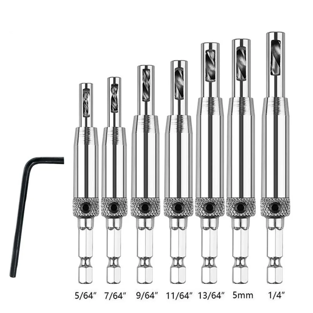 

21 piece hinge hole opener set, hinge positioning drilling tool hexagonal shaped drill bit multifunctional drilling group