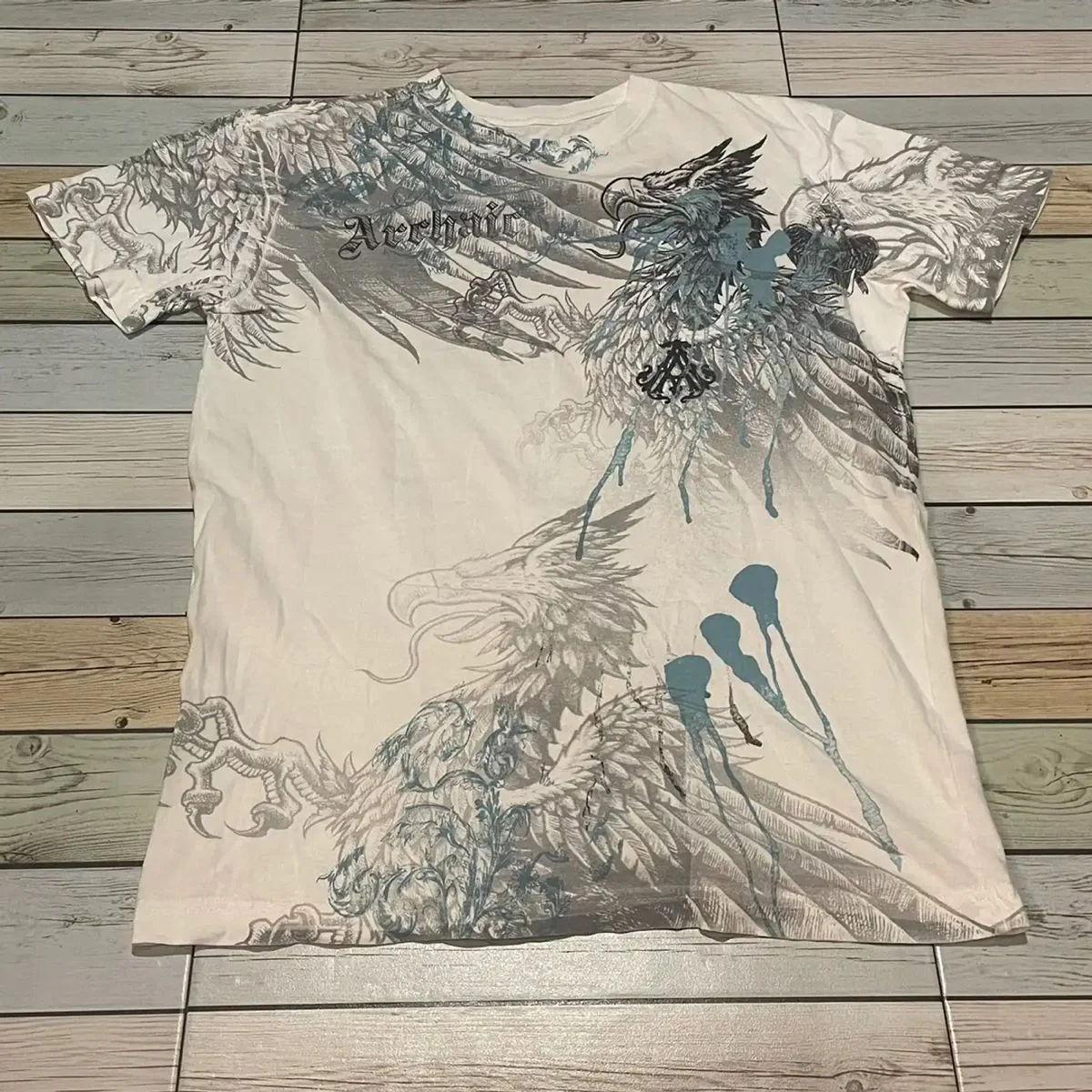 

Y2K Archaic Dragon Eagle Splatter Ink Print Tee Unisex Street Fashion Casual High Quality Cotton Blend Men Women Unique Design
