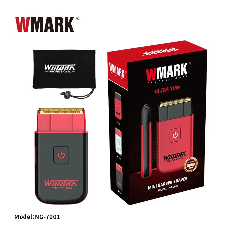 Wmark-男性用ステンレス鋼かみそり、チタンメッキ、2ブレード、電気、理髪店、新品、ミニ、ng-7901