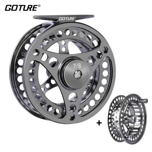Carrete de pesca con mosca Goture 3/4 5/6 7/8 9/10 2 + 1BB arrastre máximo 8kg ligero mecanizado CNC eje grande carrete de mosca izquierda/derecha + carrete de repuesto