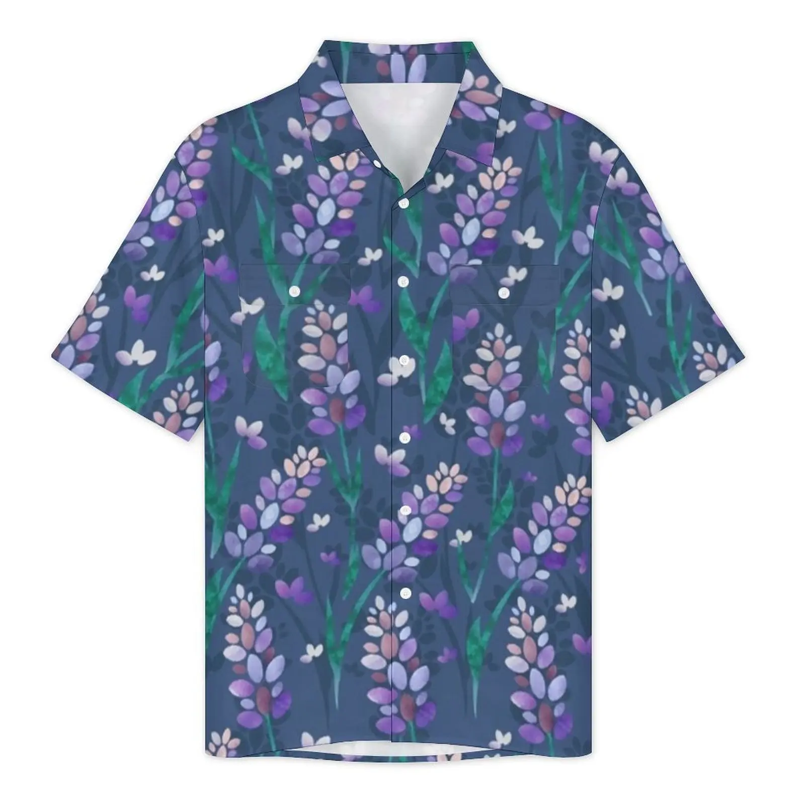 Hawaii Shirt Strand Lavendel Felder Blusen lila Blumen druck Retro Freizeit hemden männliche Kurzarm Mode plus Größe Kleidung