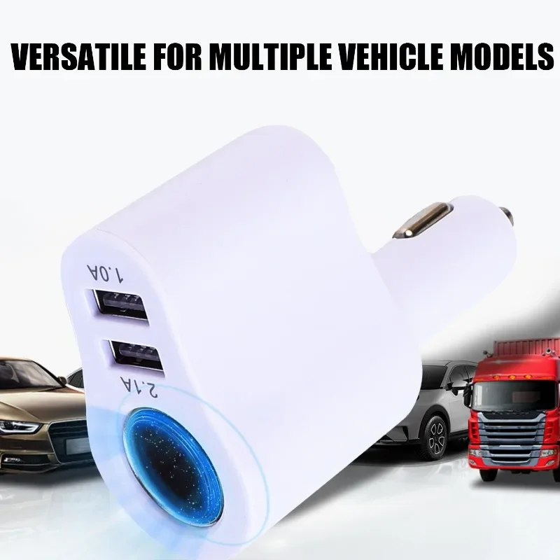 3in1 Dual Ports USB Fast Car Phone Charger for IPhone 14 Samsung Xiaomi Huawei Mobile Phone Charger Cigarette Lighter Adapter