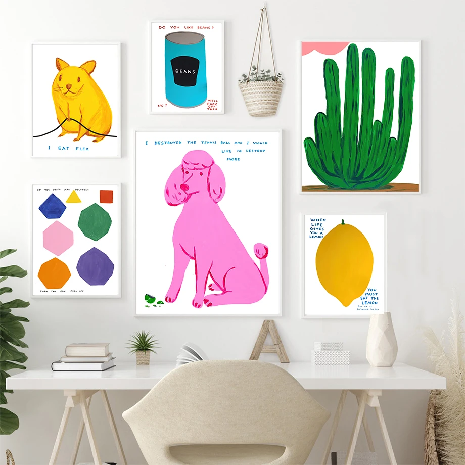 David Shrigley Dog Hamster Cactus Pumpkin Wall Art Canvas Painting Nordic Posters And Prints Wall Pictures For Living Room Decor