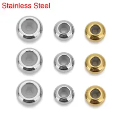 20pcs 8mm 10mm PVD Stainless Steel Spacer Beads With Silicon Rubber Stopper Beads Diy Necklace Jewelry Making Bracelet Findings