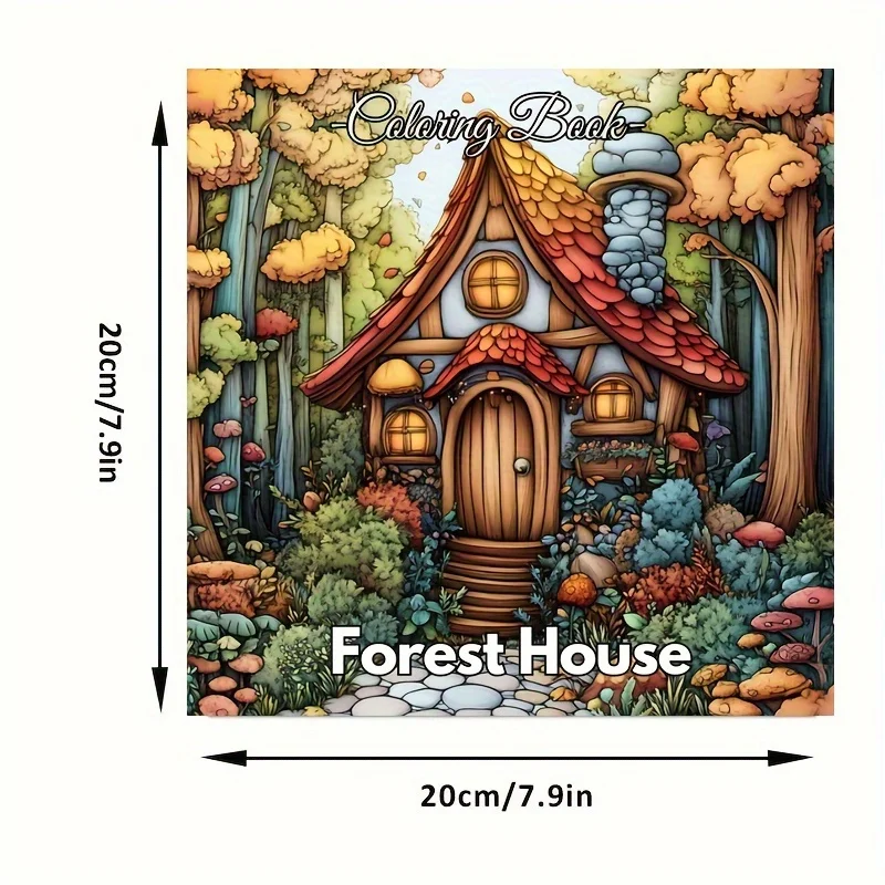 28 Pages Forest House Coloring Book for Adult Stress Reduction | Colouring Book for Relax and Mood Reduction Valentine's Day