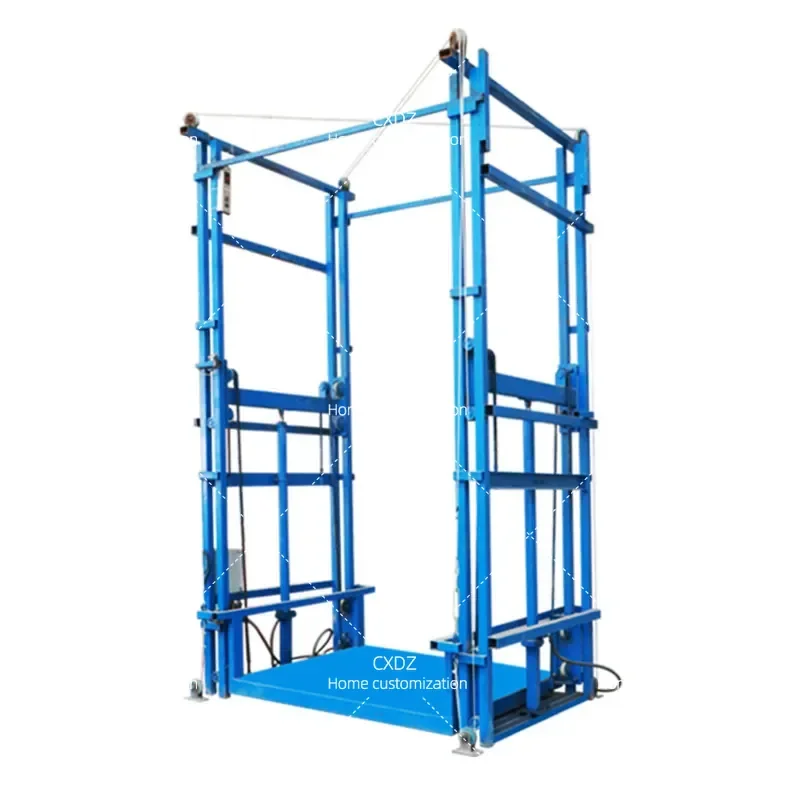 1-2 tons multi-floor lift hydraulic freight elevator double track freight elevator lifting platform lift freight elevator