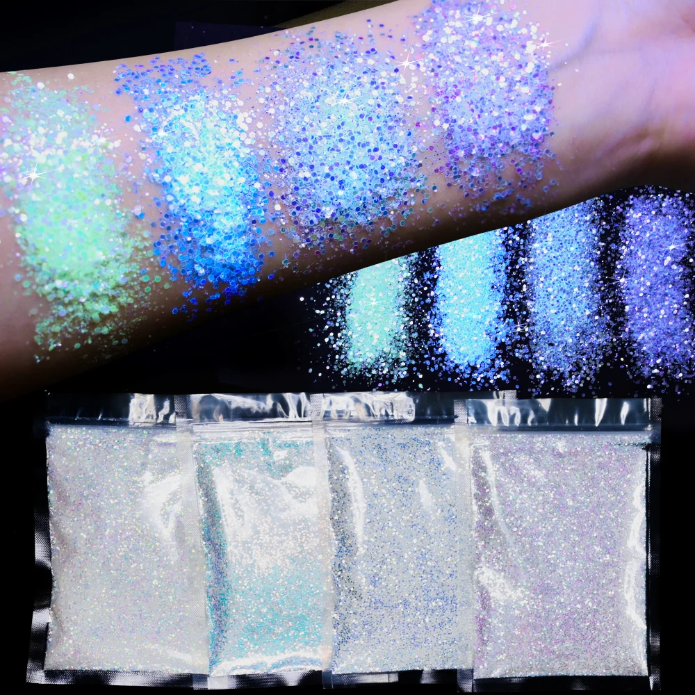 

1Bag Luminous Nail Glitter Mix Holographic Powder Manicure Sparkle Shiny Slices Flakes Glow In The Dark Nail Art Sequins Net 10g