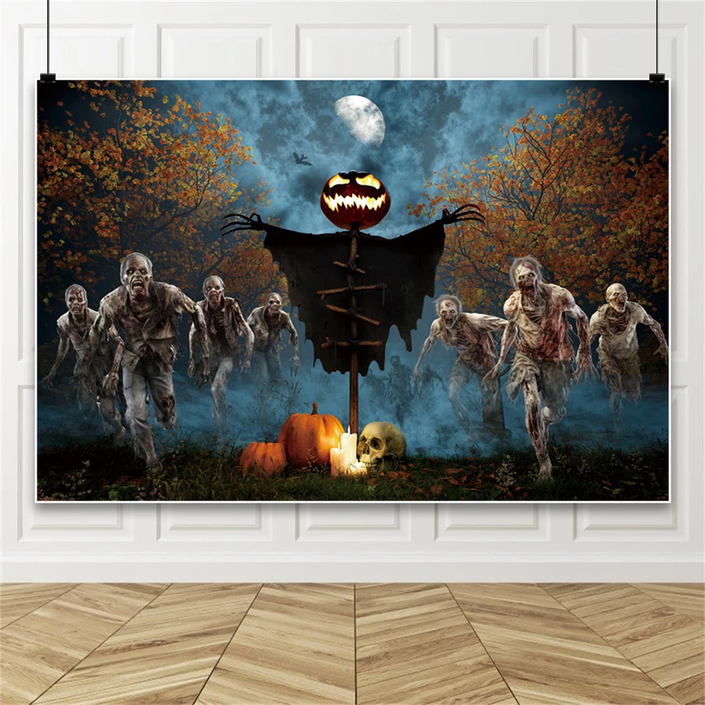 خلفية تصوير لليالي الرعب تحت عنوان الهالوين، مقبرات مسكونة، زومبي، ديكورات منزلية، خلفية صورة للحفلات العائلية