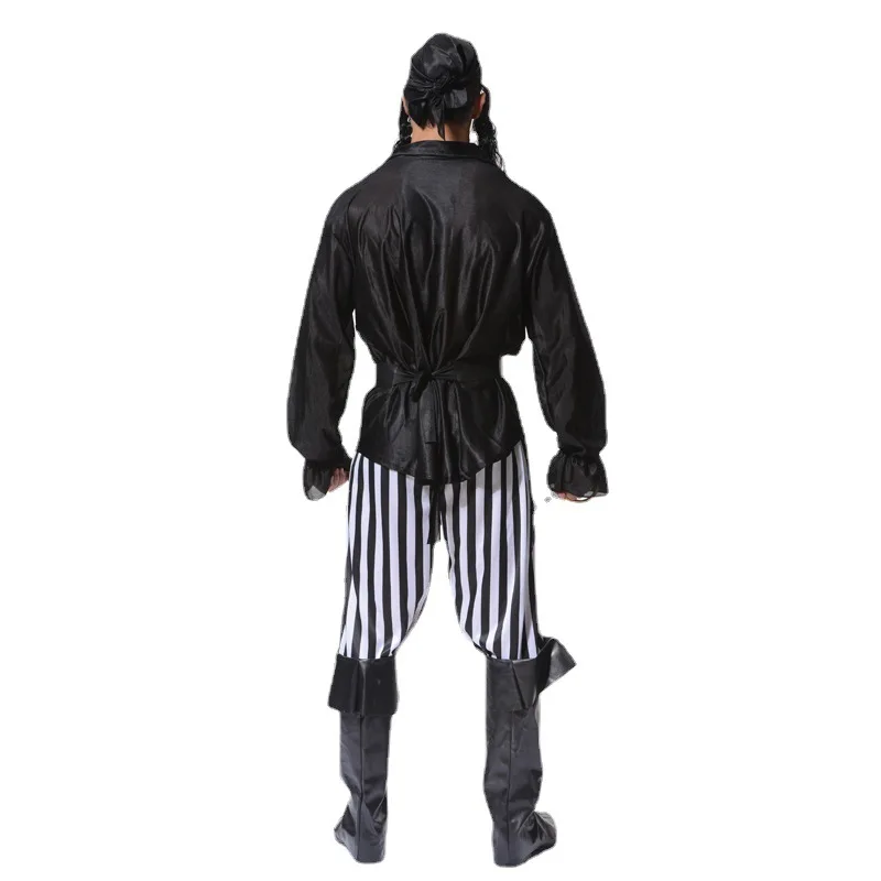 زي Loween للبالغين M Pirate Par مصنوع من مادة البوليستر ملابس قرصان أصلية المظهر للاحتفال التنكري للرجال