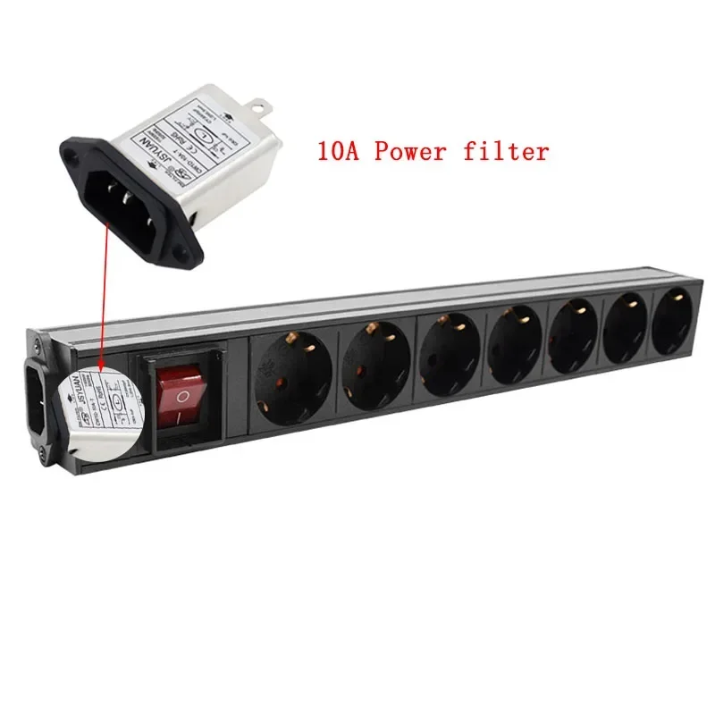 German standard Socket with switch C14 Interface PDU Power Strip Engineering Network Cabinet  7  AC EU output wave filter