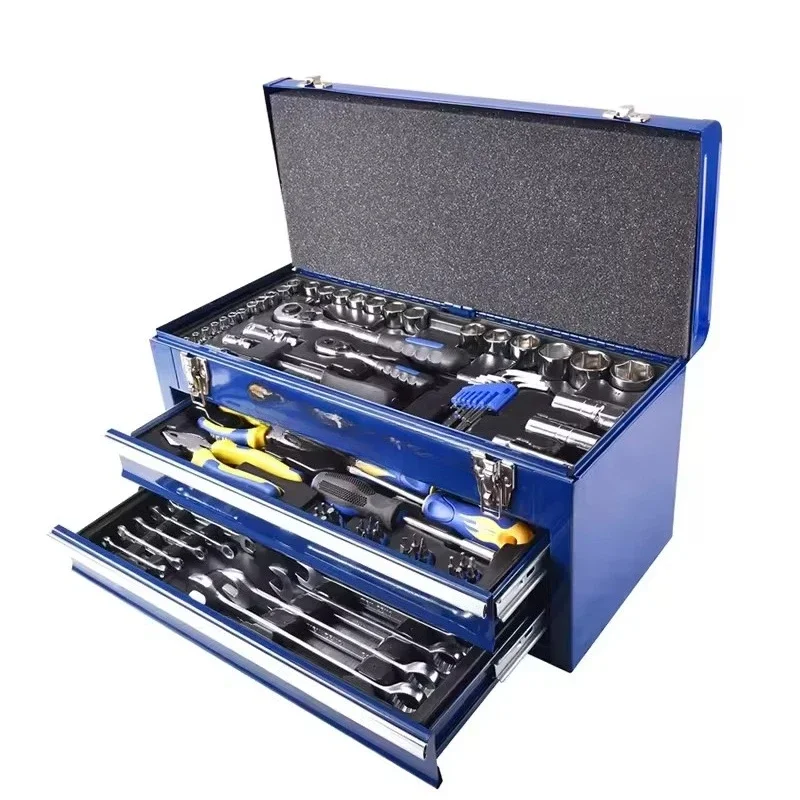 90pcs Hand Operated Wrench Tool Set Complete 3 Drawer Hard Case Mechanics Repair OEM Workshop Tool Kit for Repair