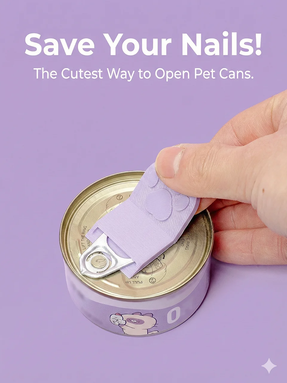 Leuke Kat Poot Huisdier Voedsel Blikopener Gemakkelijk Ring Pull Opener Tool voor Kat Hond Ingeblikt Voedsel Bescherm Nagels Ergonomische Keuken Accessoires - afbeelding 2
