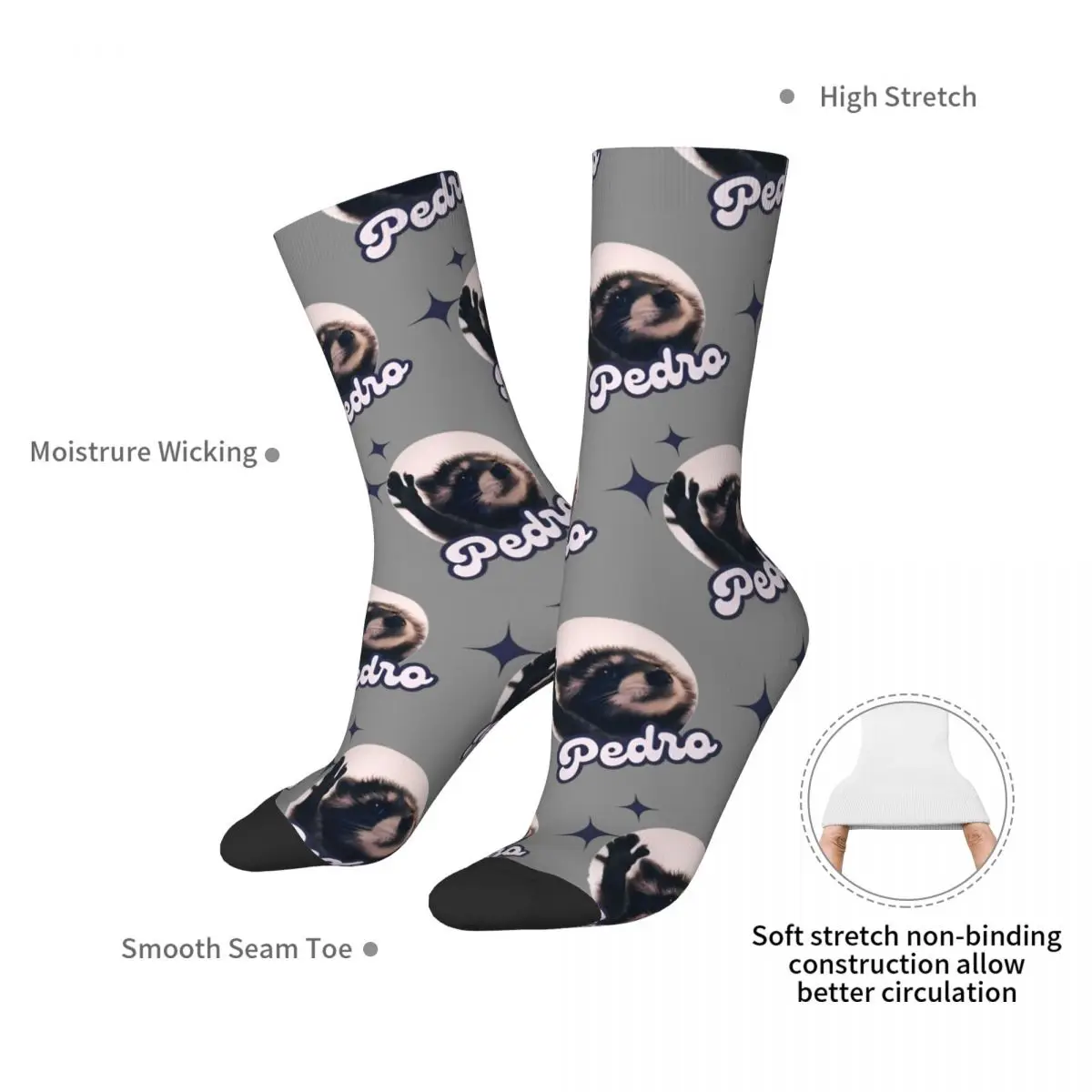 Pedro Raccoon Stockings dancing Design Vintage Socks Autumn Anti Skid Socks Men's Cycling High Quality Socks