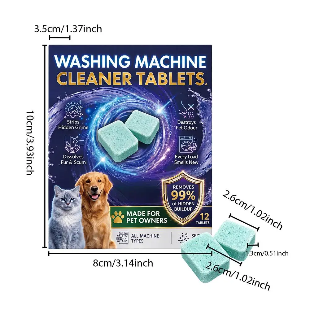 1/2/3 Beutel Waschmaschinenreiniger Professional Edition Beseitigt Gerüche und Entfernt Tierhaare Reiniger 12 Stück/1 Beutel Haushaltsreiniger – Detail 15