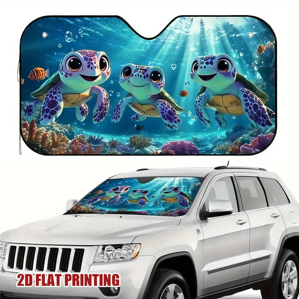 

1 шт. Автомобильный солнцезащитный козырек Sea Turtle Trio с милыми черепахами и коралловым рифом — козырек на приборную панель для внедорожников, автомобилей, — теплоотводящий Privac