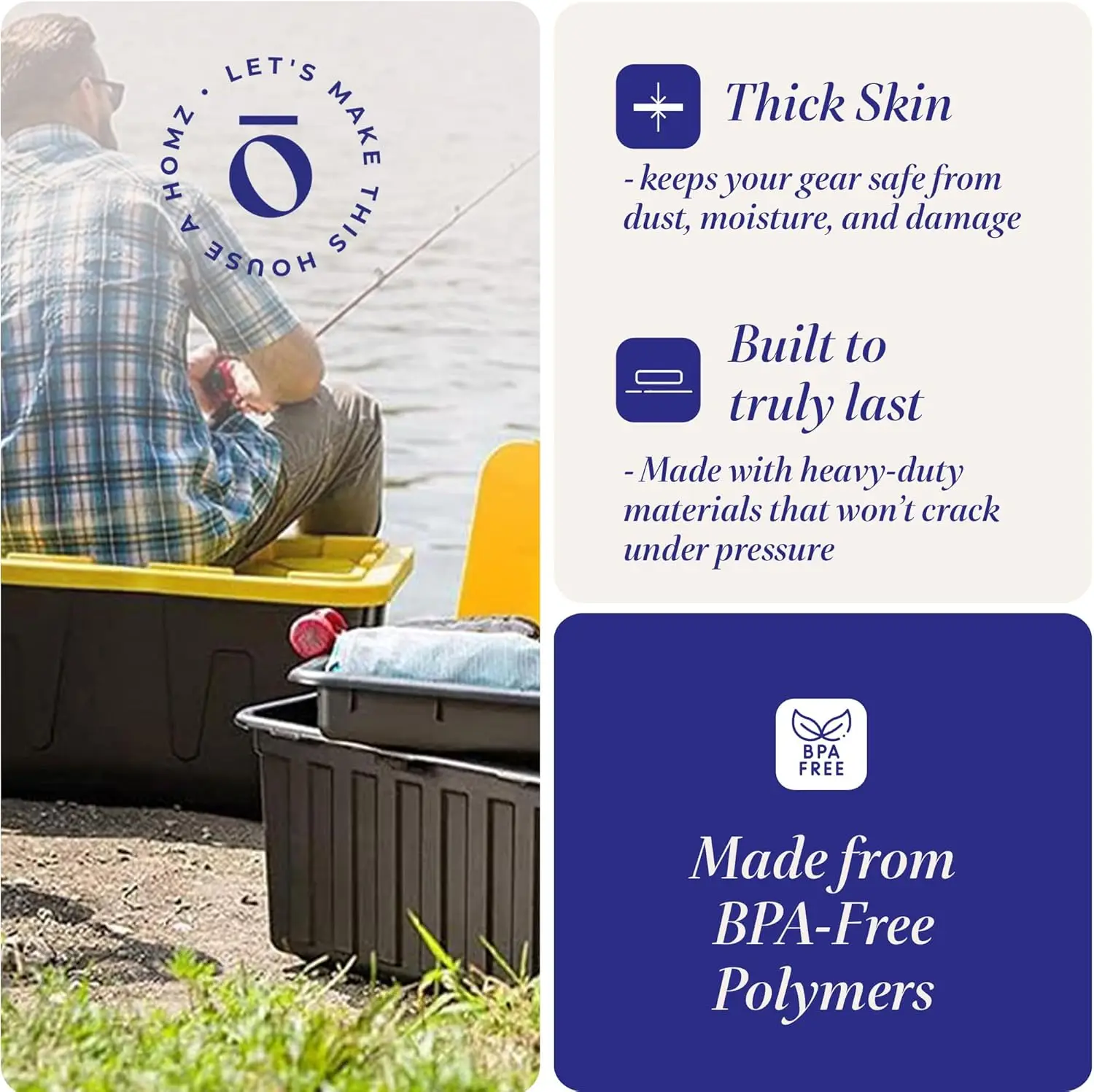 Heavy Duty 15-Gallon Storage Bins with Lids, Stackable Plastic Container Boxes for Home Organization