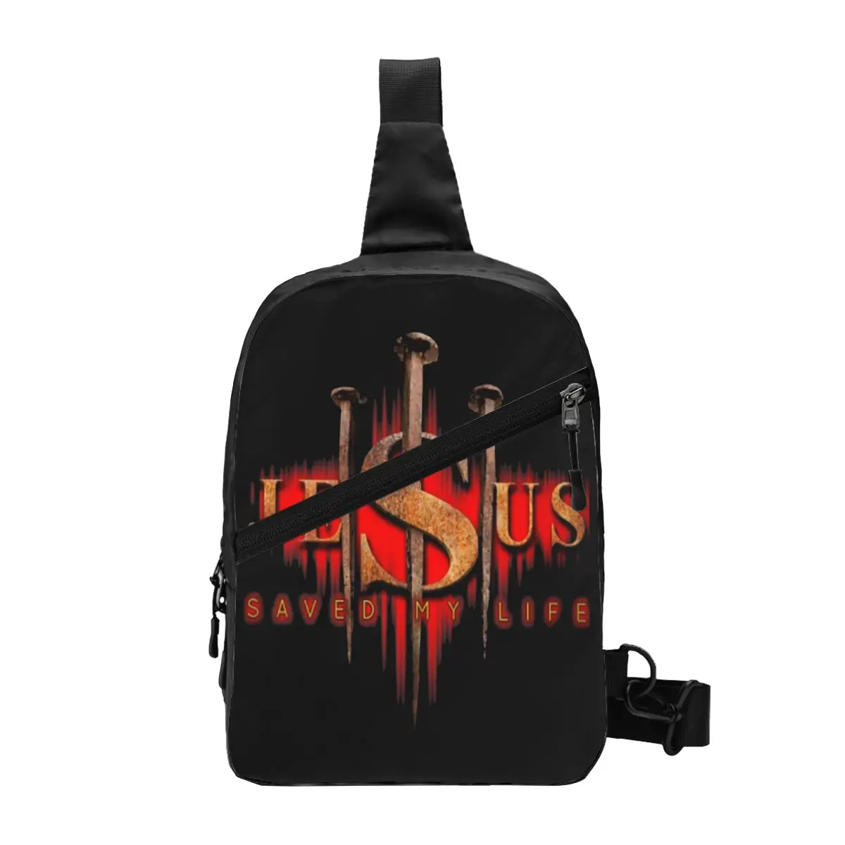 Mode Cool Jezus Redde Mijn Leven Crossbody Sling Rugzak Mannen Christelijk Religieus Geloof Schoudertas Voor Wandelen