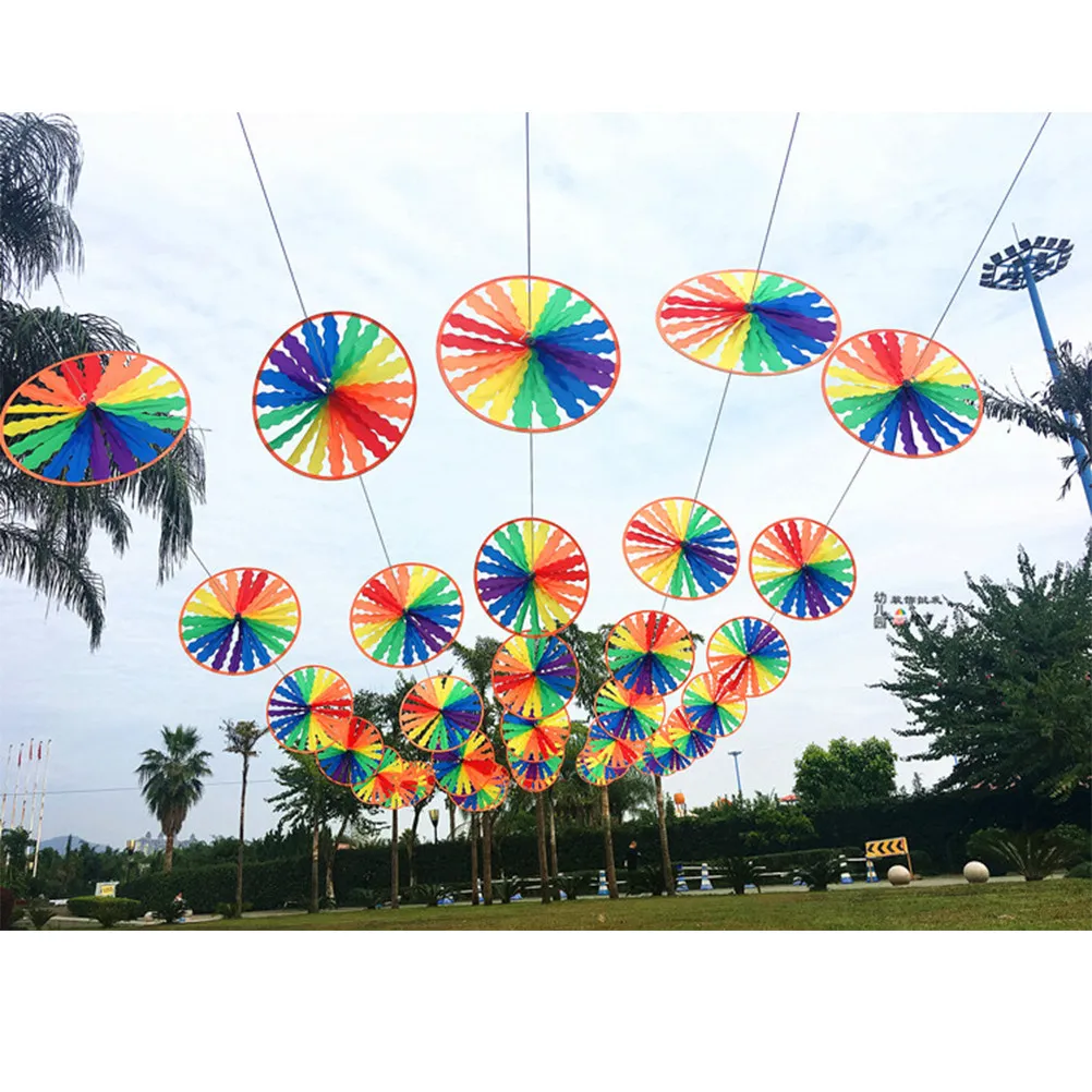 1Set String Rope Pinwheel Colorful Turntable Windmill Outdoor Garden Kindergarten Wedding Photography Decoration Bright