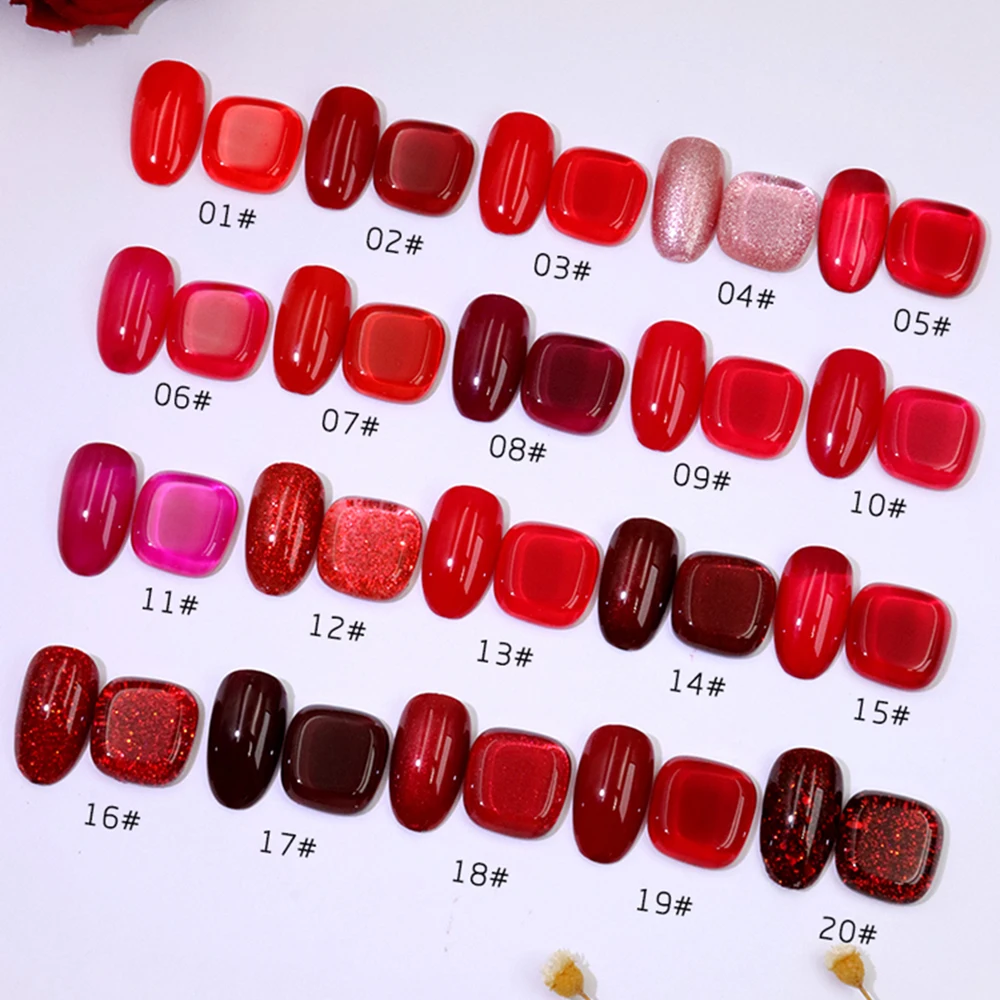 VINIMAY 20pcs/Set Red Gel Nail Polish Nail UV Gel Varnish Soak Off Gelpolish Gel Varnish Nail Art Lacque Primer