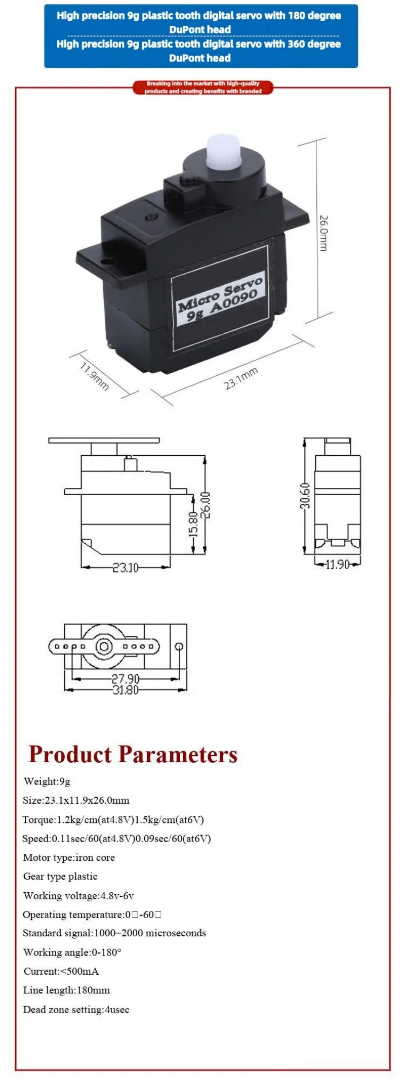 Servo SG90/5010 MG90S MG995/996R Servo Hubschrauber 9g Ferngesteuertes Flugzeug Motor Flugzeugmodell mit festen Flügeln – Detail 12