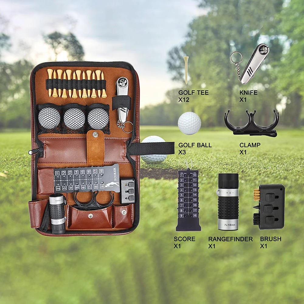 

Подарочный набор для гольф-курса с телескопом и другими аксессуарами. Набор инструментов из ПУ.