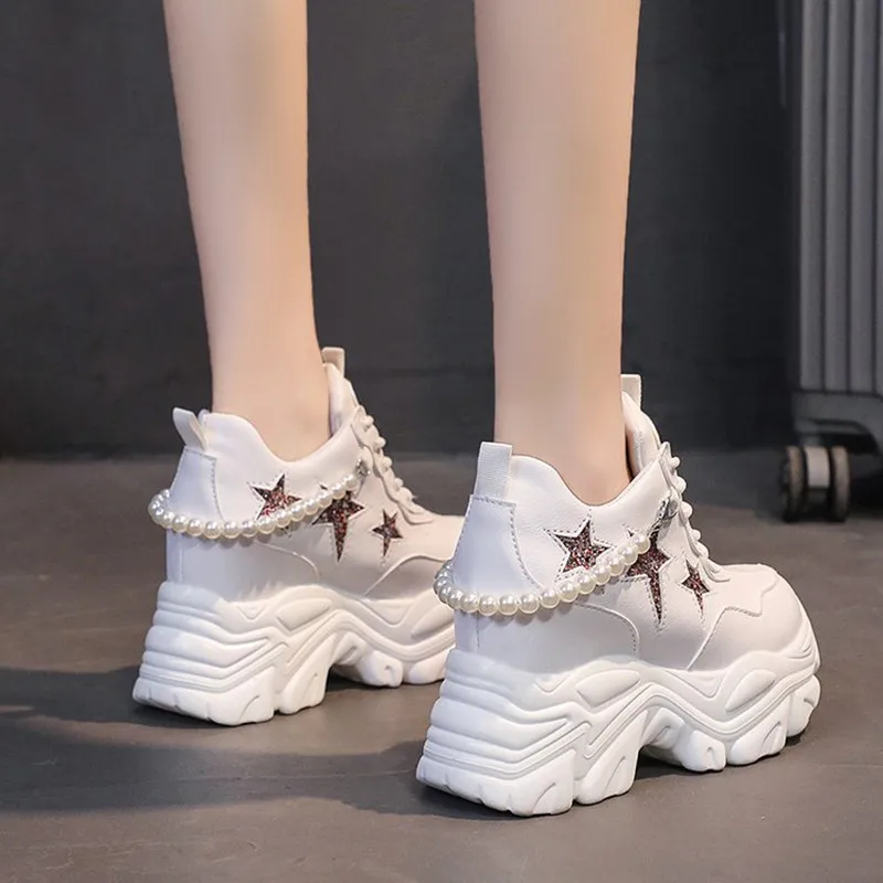 عالية الجودة أحذية منصة عالية امرأة الخريف أحذية رياضية مكتنزة زيادة 10 سنتيمتر أحذية السيدات المدربين Zapatillas Deportivas Mujer