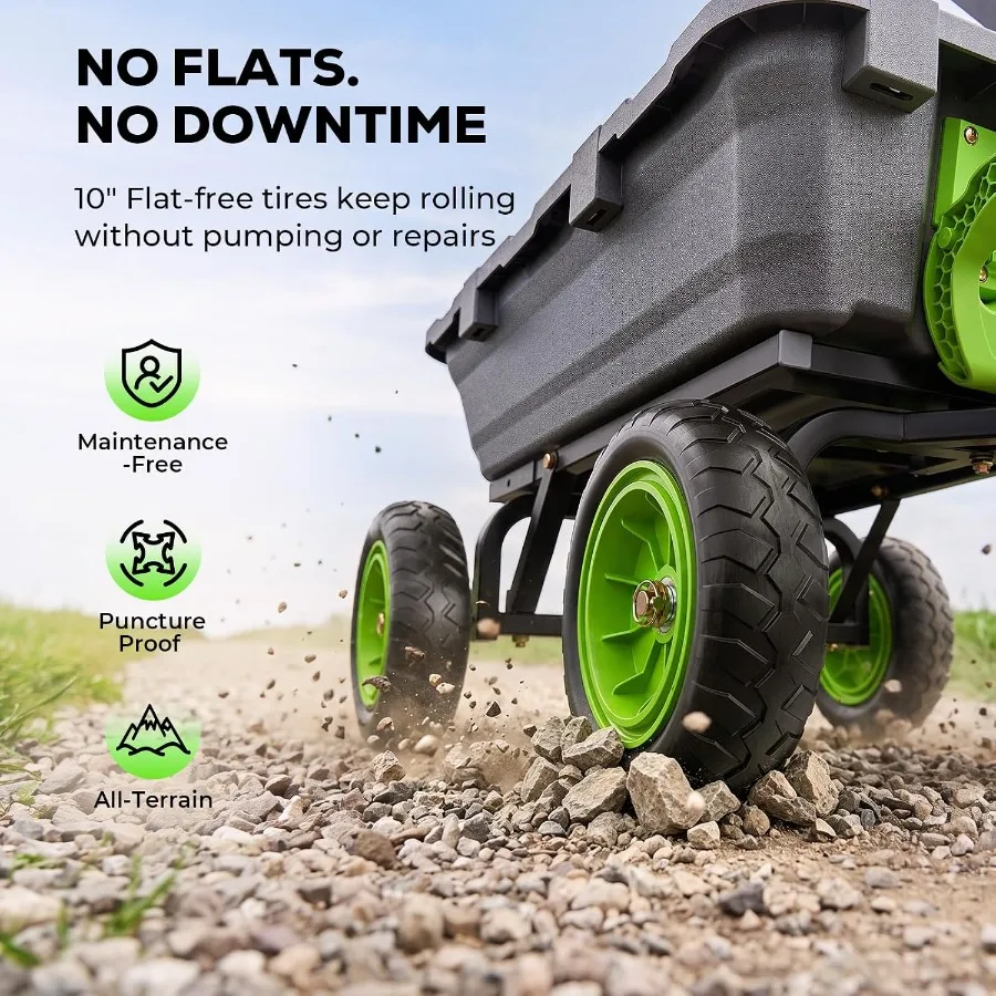 Dump Garden Cart 900lb Capacity with 10-Inch Flat-Free Tires