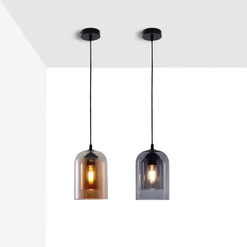 

ASANZUO glass pendant lights Nordic retro Restaurant dining table Lighting fixtures Home decor bedroom bedside hanging lamp