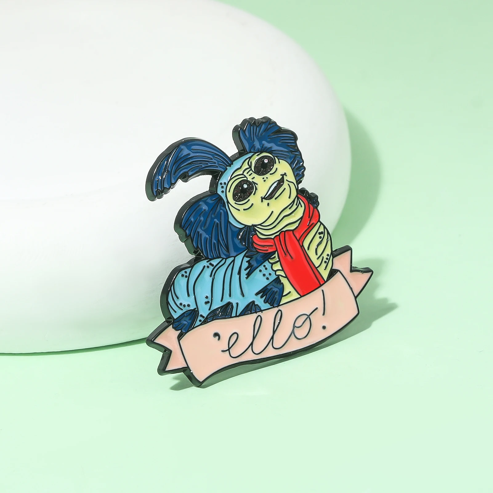 الأزرق دودة متاهة ايلو المينا دبابيس بروش الكرتون شارة معدنية دبابيس الملابس على ظهره التلبيب قبعة الملحقات #3