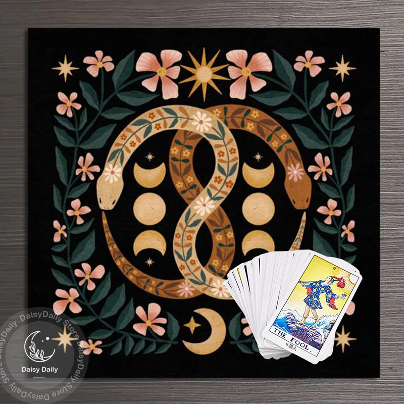 الشمس القمر الأفعى التارو حصيرة التارو القماش مذبح ضريح النبات زهرة مفرش المائدة القماش العرافة مذبح القماش مجلس بطاقة الألعاب وسادة ديكور