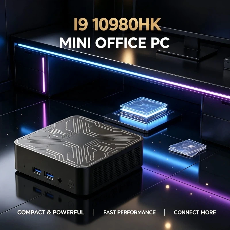 New I9-10980HK Performance Mini PC 16GB+2TB Large Storage WiFi6 & Bluetooth 5.2 4K Output Compact Design for Office Work Gaming