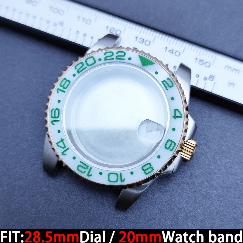 علبة NH35 عالية الجودة من الفولاذ المقاوم للصدأ - كريستال الياقوت الكثيف، مناسبة لحركة NH35 / قرص 28.5 مم / استبدال الحزام 20 مم