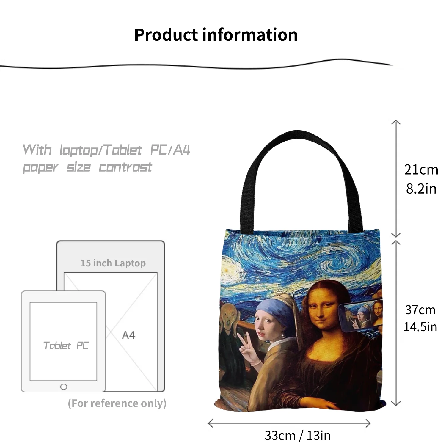 Funny Van Gogh-Inspired Canvas Bag, Tote Bag, Retro Canvas Shopping Bag For Retail Stores, Boutique, Supermarkets