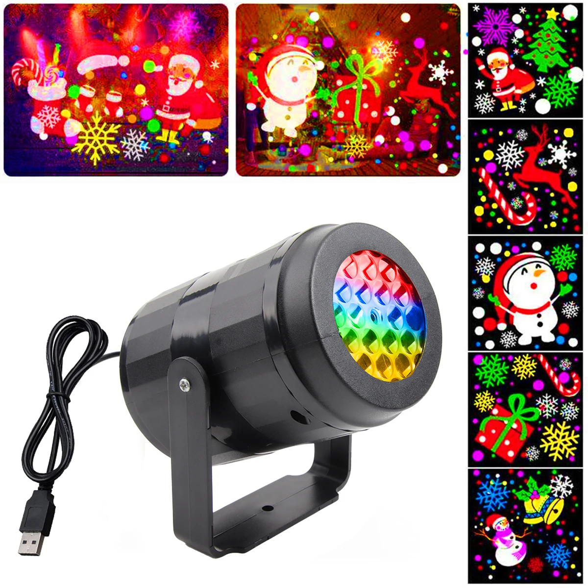 1pc Snowflake Christmas Laser Projector Light 16 patterns Waterproof Rotating Christmas LED Stage Lights Christmas Decoration