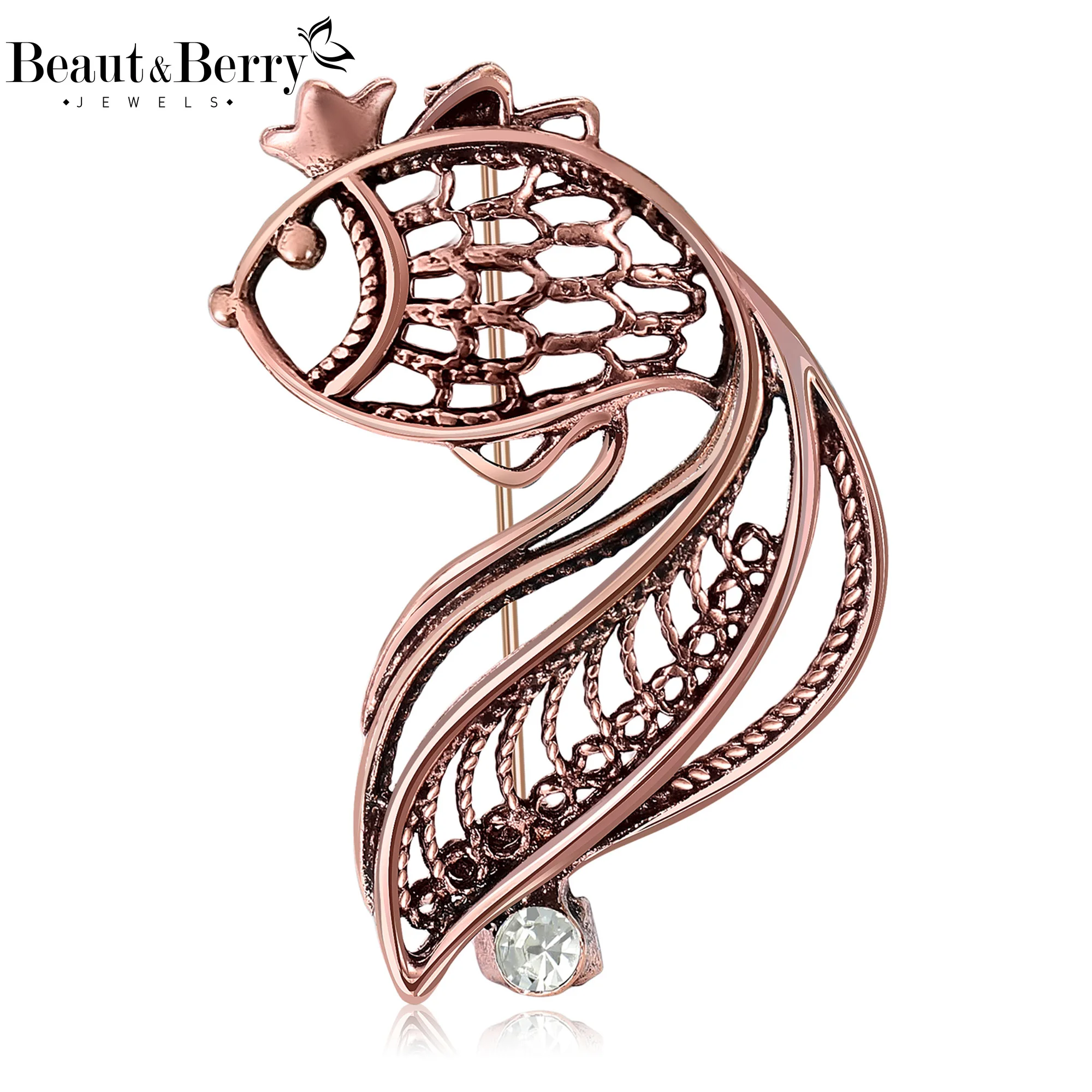 

Beaut&Berry Vintage Openwork Goldfish Brooches for Women Unisex Animal Pins Casual Party Jewelry Accessories Gifts Decoration