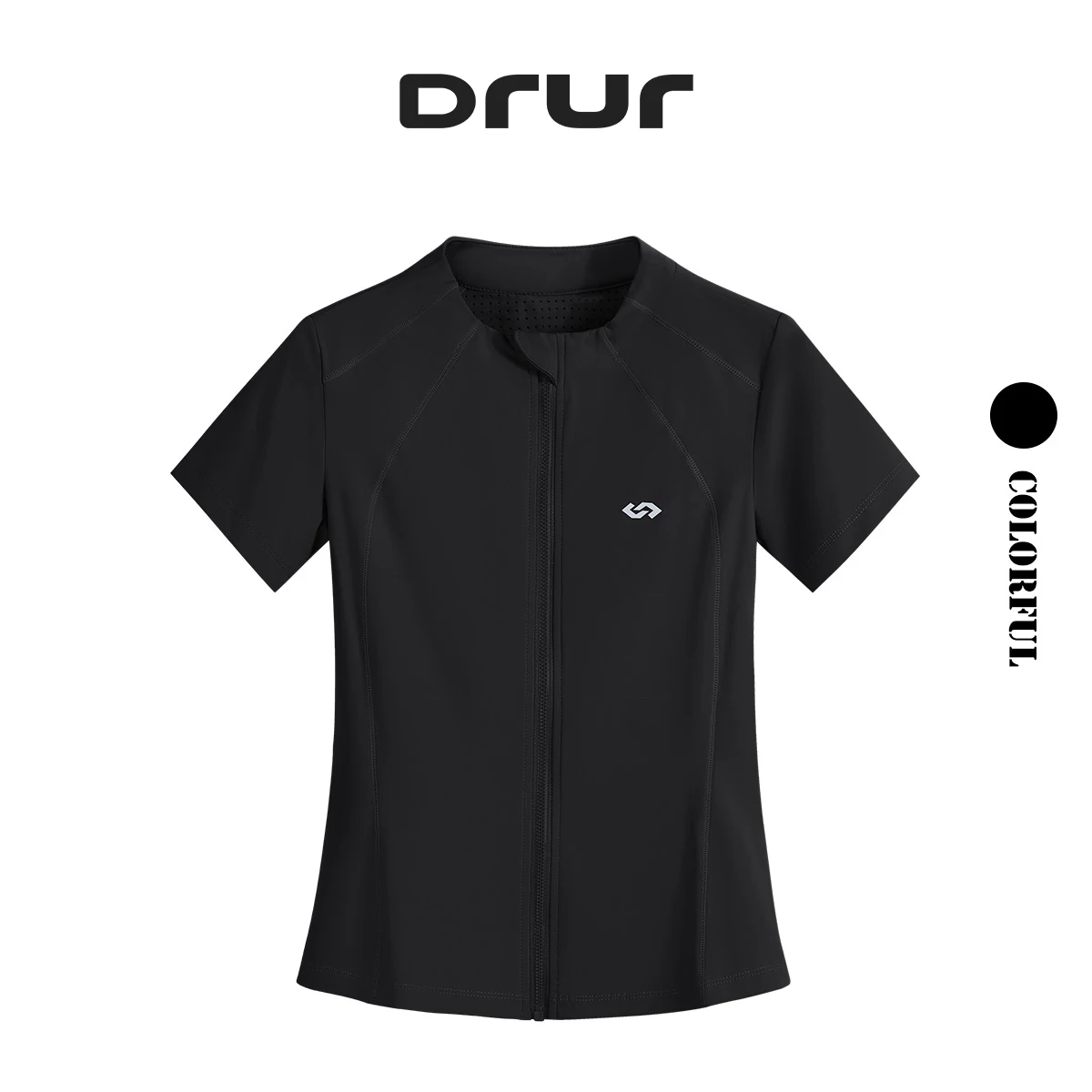 DRUR-Camiseta de compresión para hombre y mujer, camisetas de gimnasio de manga corta con cremallera, camisetas transpirables de secado rápido para Yoga, camiseta para correr, ropa deportiva