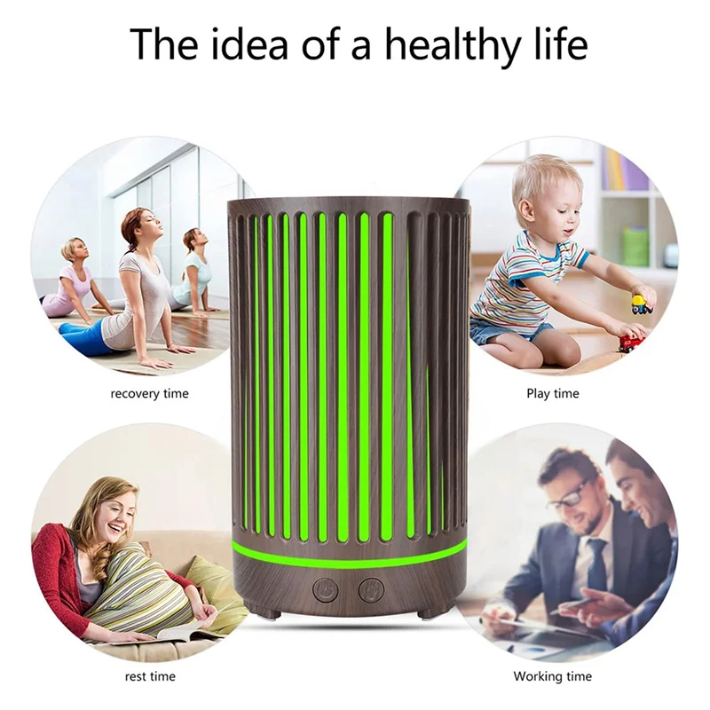 AT28-humidificateur imprimé en bois simulé 200Ml humidificateur Portable coloré petit humidificateur à faible bruit pour chambre bureau