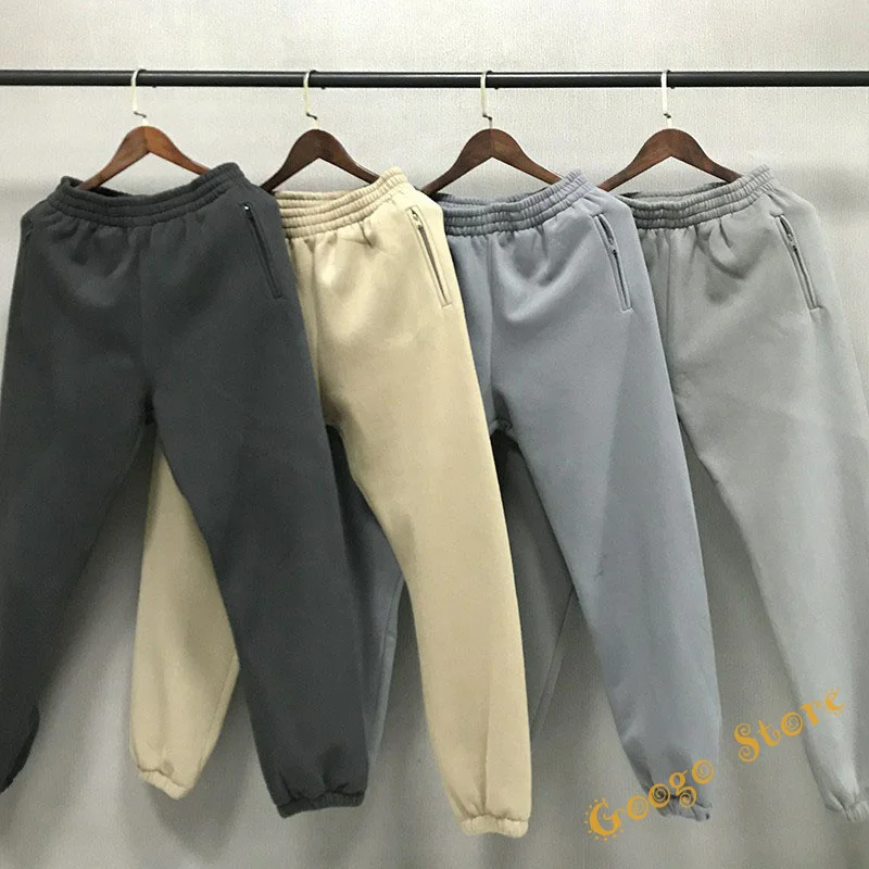 

Kanye West Cotton Simple Casual Zipper Pocket Drawstring 1:1 New Trousers Solid Season 6 Sweatpants Men Women High Quality Pants