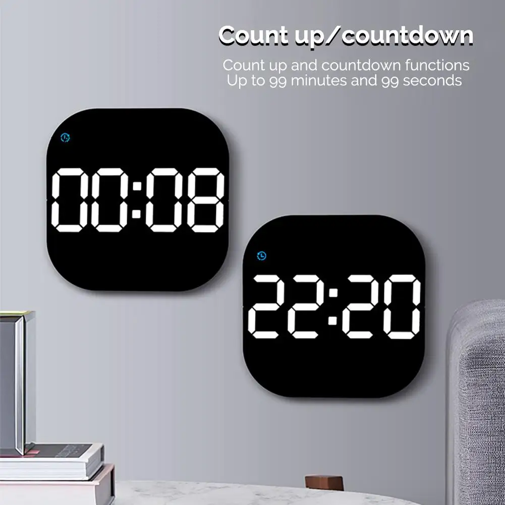 

LED Digital Wall Clock 10 Level Adjustable Brightness Time Temperature Date Display Wall-mounted Remote Control Alarm Clock