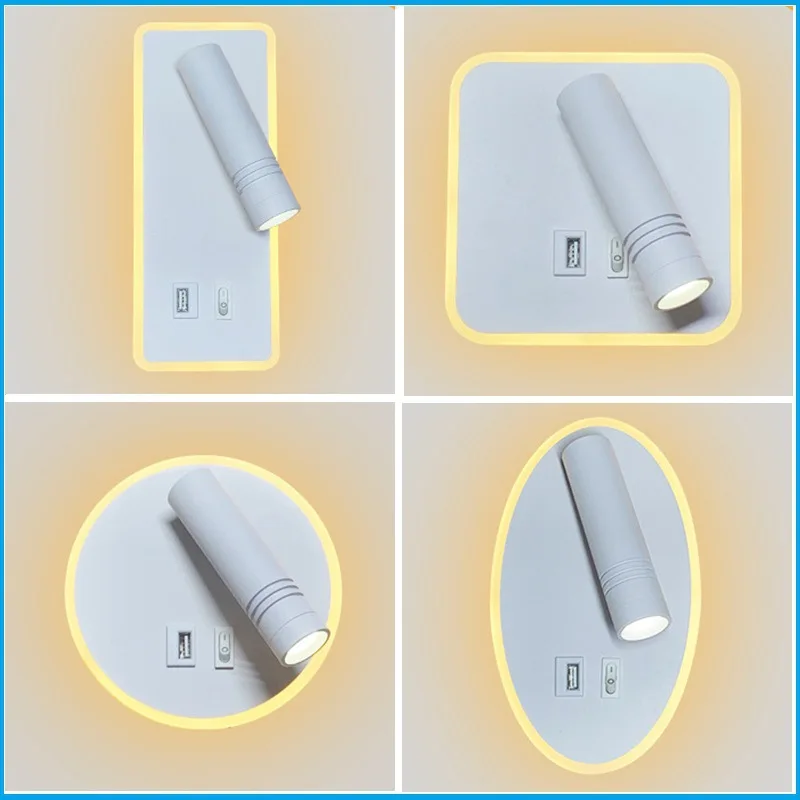 Roukeymi 9W wall bed light 350 degree rotation adjustable wall lamp hotel bedroom study reading light sconce lamp With switch