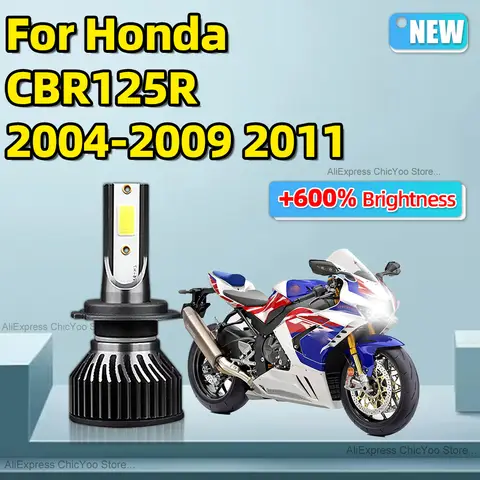 H7 LED 헤드라이트 전구 COB 칩 오토바이 헤드램프, Honda CBR125R 2004 2005 2006 2007 2008 2009, 2011 용 선풍기 포함, 12V, 1 개