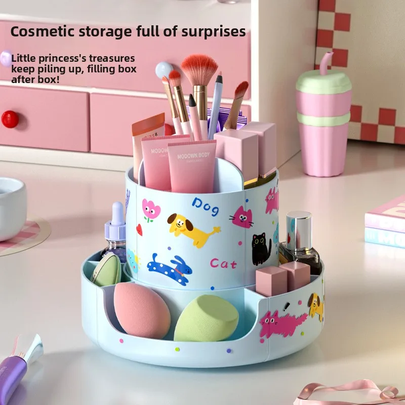 

360 ° Вращающийся настольный органайзер, плавное вращение, многофункциональный ящик для хранения канцелярских принадлежностей, косметики, прочная конструкция