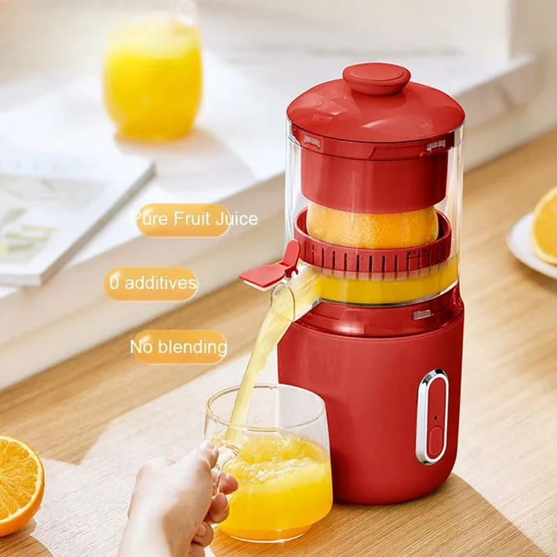 Exprimidor portátil de gran calibre, Extractor de limón y naranja, separación de jugo de escoria, amasado en espiral automático, expulsor lento recargable