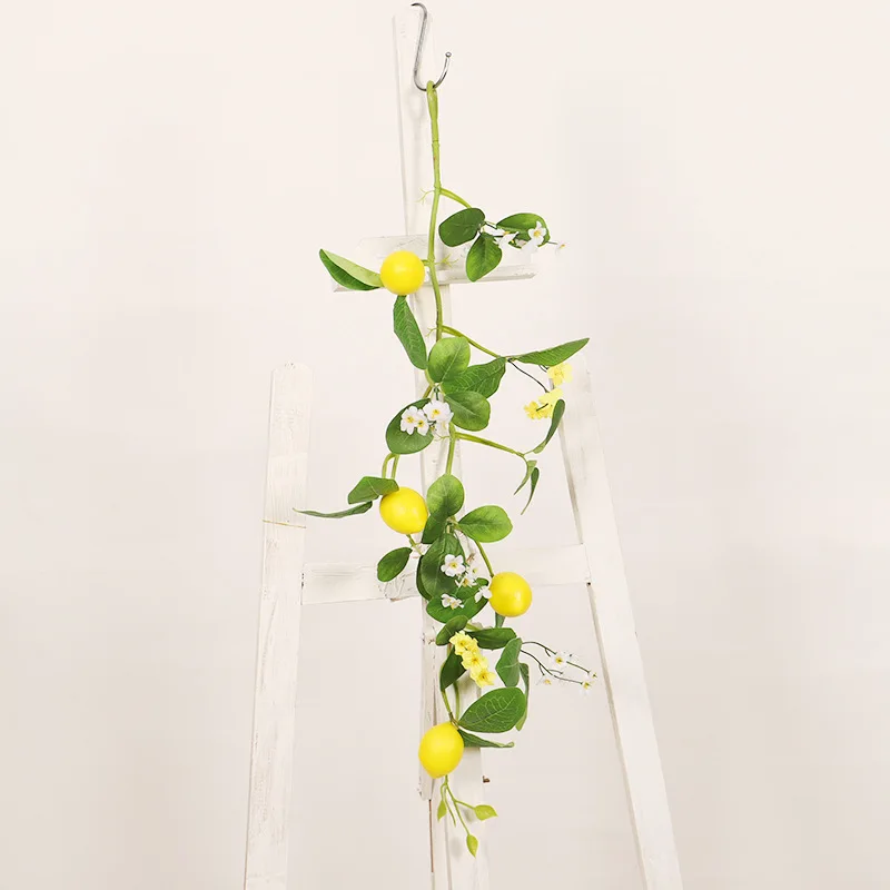 Artificial Lemon Wreath Spring/Summer Artificial Fruit Vine Green Plants Door Wall Cover Wedding Party Table Decoration