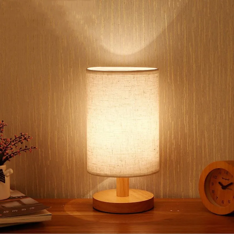 

LED Night Light Table Lamp Nordic Solid Wood Decoration Remote Control USB Bedroom Bedside Energy Saving Desk Lamps Night Light