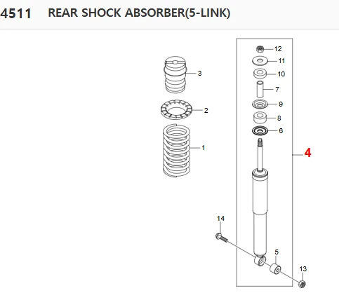 Suspension parts Rear Gas Shock Absorber For Ssangyong Actyon Kyron 4530109505
