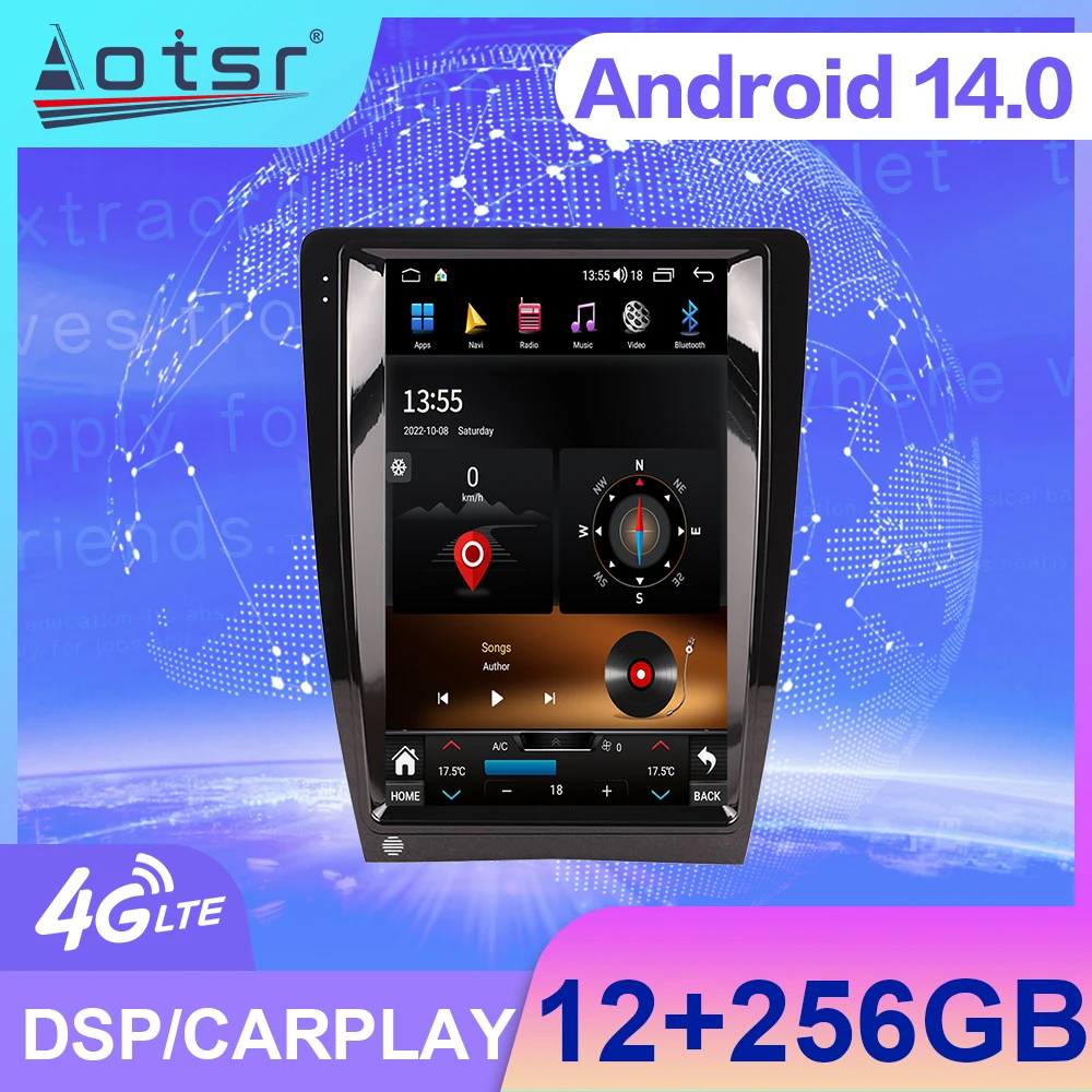 8+256G Android 14 Tesla Car Radio For Audi A3 2008 2009 2010 2011 2012 Carplay GPS Audio Multimedia Player Auto Stereo Head Unit