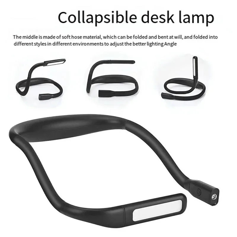 Luci da lettura a LED per collo Lampada da lettura flessibile ricaricabile Lampada da libro sospesa portatile regolabile pieghevole per illuminazione da campeggio